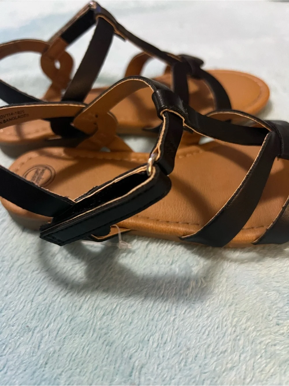 wonder nation Black Strappy T‑Bar Kids Sandals